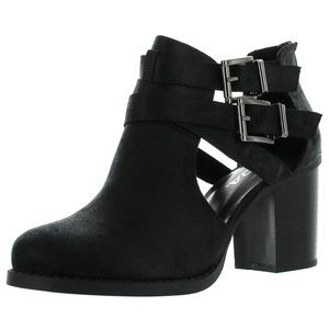 Ankle Bootie with Heel and Cut-Out Buckle Design